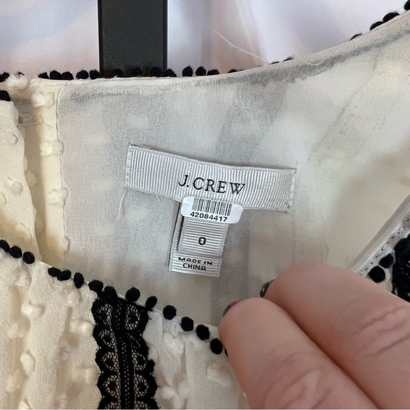 J. Crew Lace Trim Swiss Dot Blouse Silk Blend, size 0 - Picture 2 of 6
